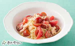 2種のトマトの冷製パスタ