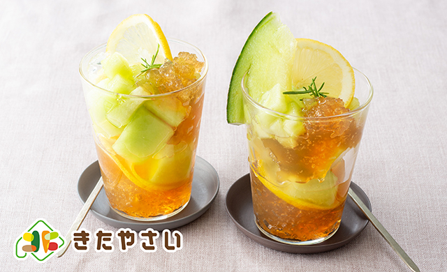 メロンと紅茶ゼリーのパフェ