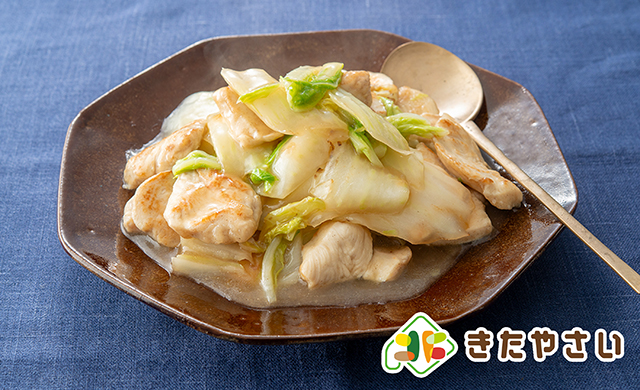白菜と鶏肉のトロミ炒め